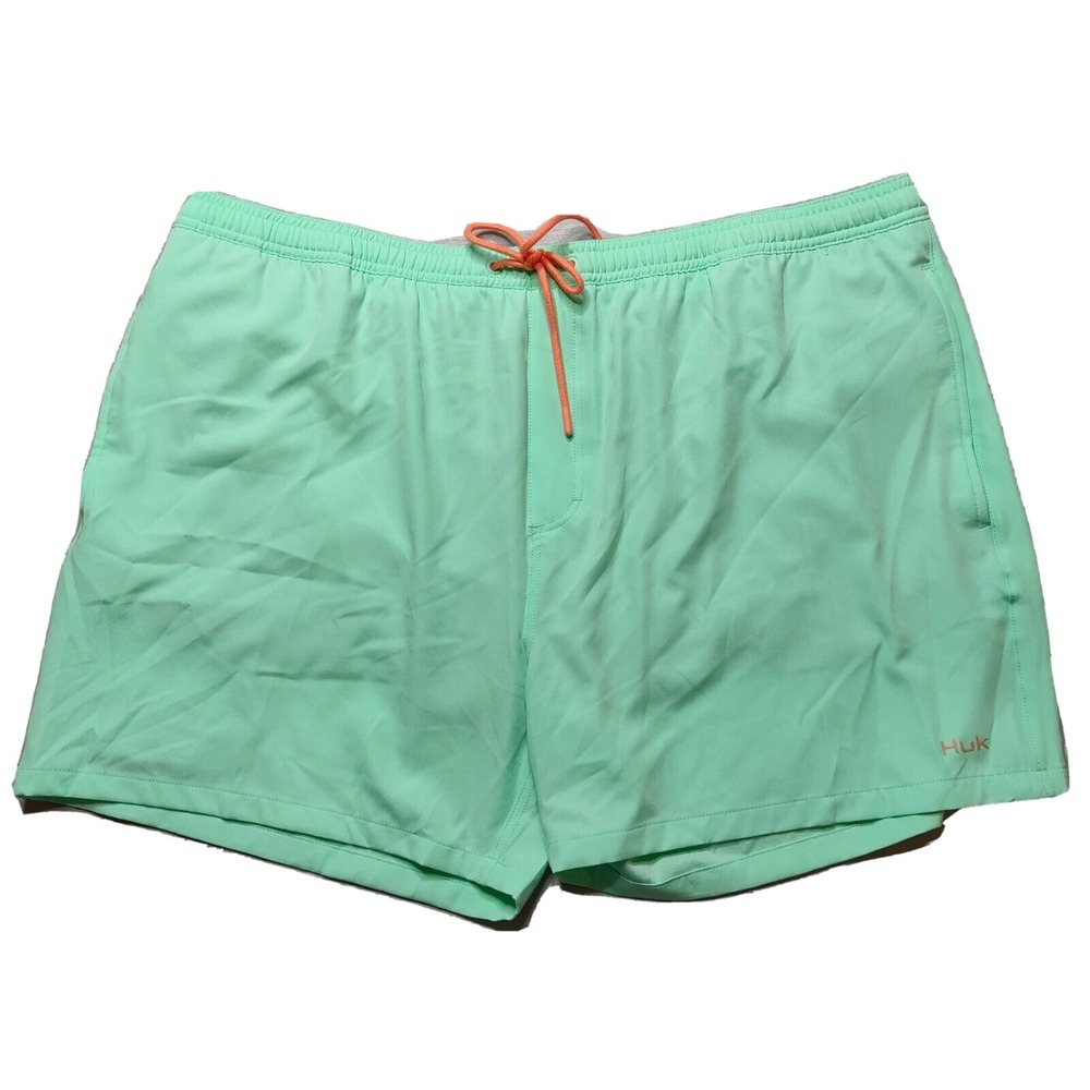 HUK Pursuit Volley Men‎ 2XL Beach Glass Green Lined 5.5" Swim Trunks NEW